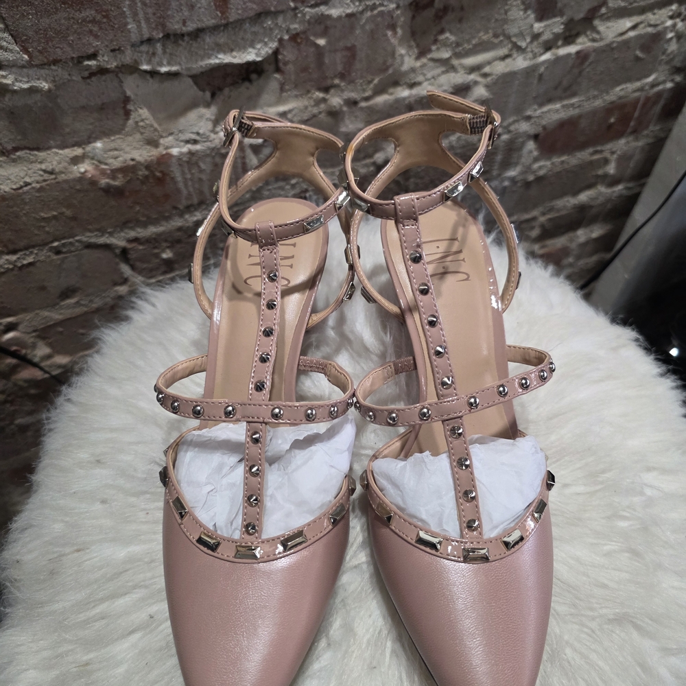 INC International Concepts Blush Studded Heels - Picture 2 of 6